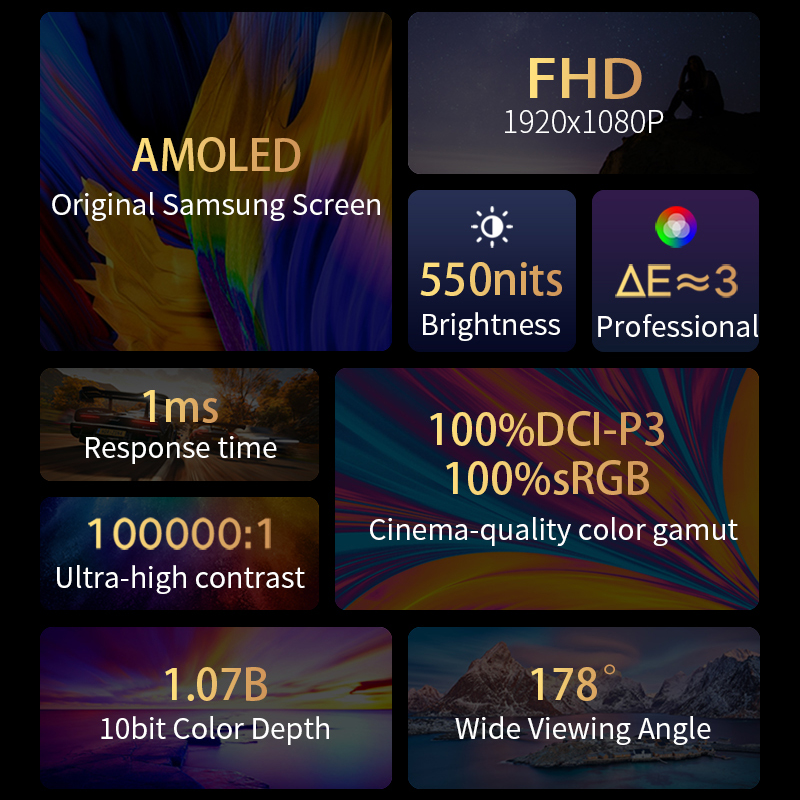 VCHANCE 13.3 インチ OLED ポータブルモニター タッチスクリーン