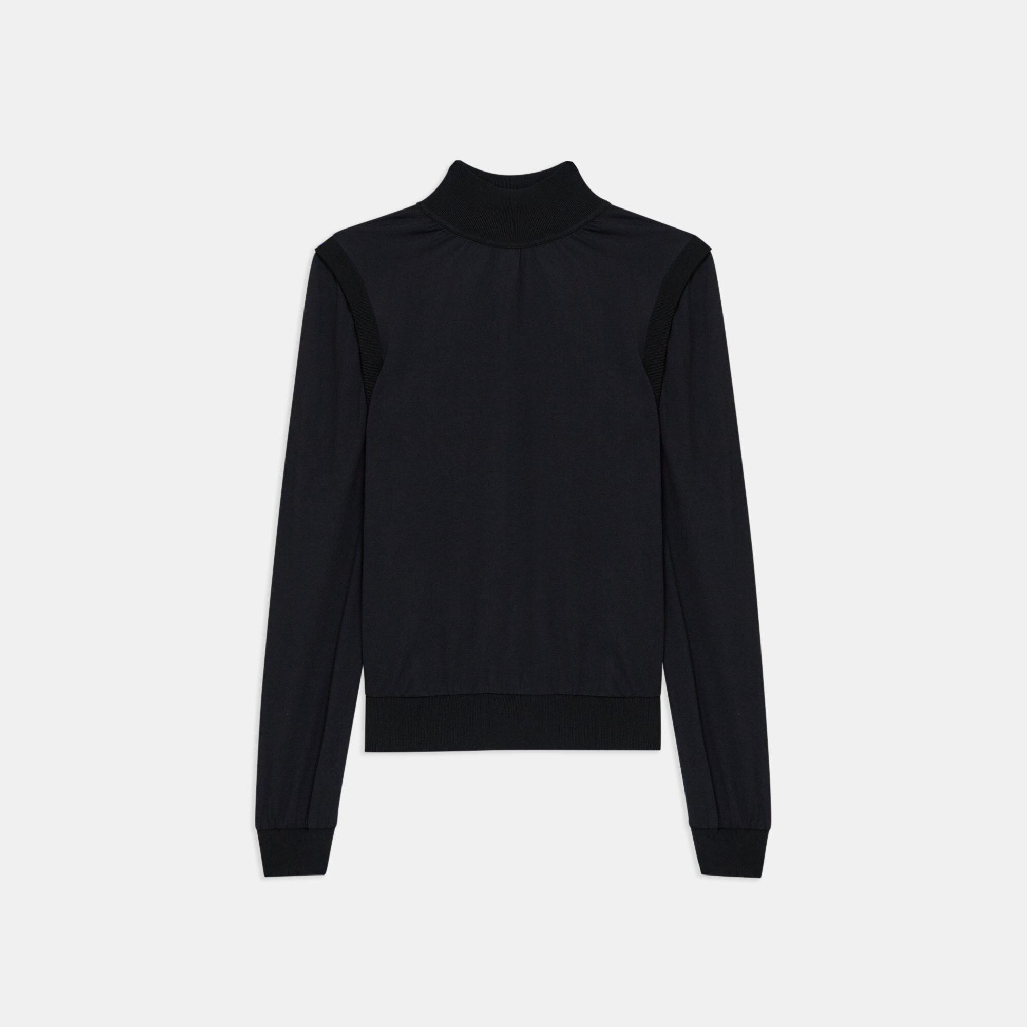 Modal-Silk Mock Neck Top | Theory