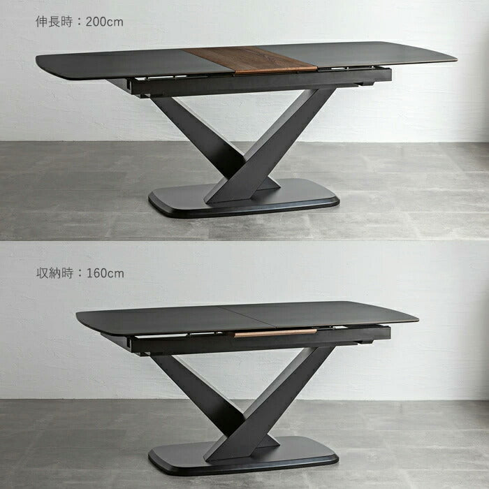 ダイニングテーブル セラミック 伸縮式 天板拡張 4人掛け 6人掛け 8人