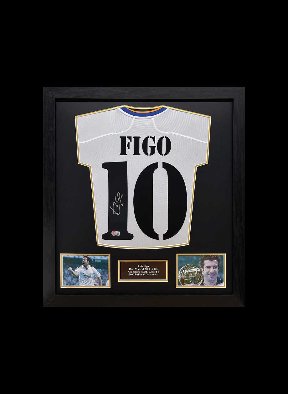 ルイス・フィーゴのサイン入りレアル・マドリード ホーム ユニフォーム