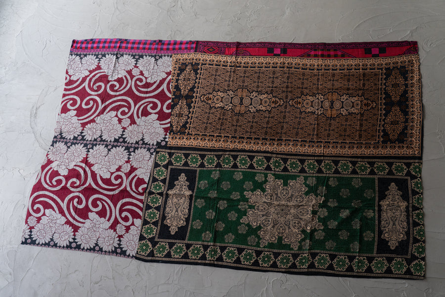 インド産 カンタキルト・ラリーキルト】ヴィンテージキルト-手織り絨毯