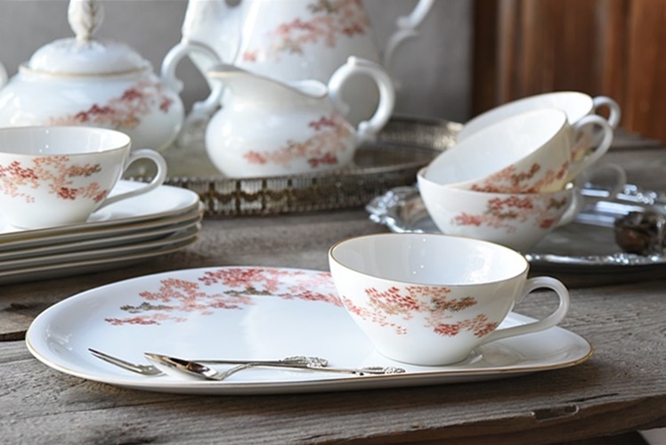 深川製磁 紅葉 スナックセット カップ＆ソーサー 6客セット - 生活