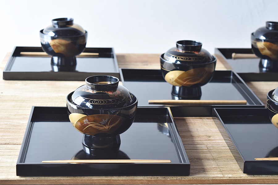 輪島塗扇面蒔絵雑煮椀 - 生活骨董と古布のアンティークショップ