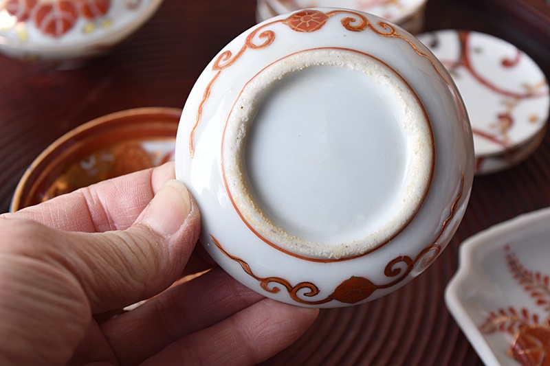 雛道具 九谷 朱赤金彩豆皿 - 生活骨董と古布のアンティークショップ