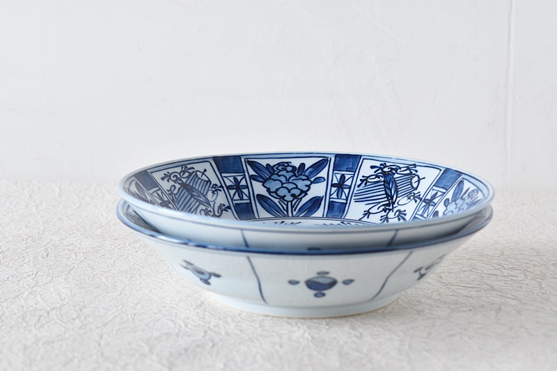 源右衛門 染付芙蓉手 皿 2枚セット 舘林源右衛門 - 生活骨董と古布の