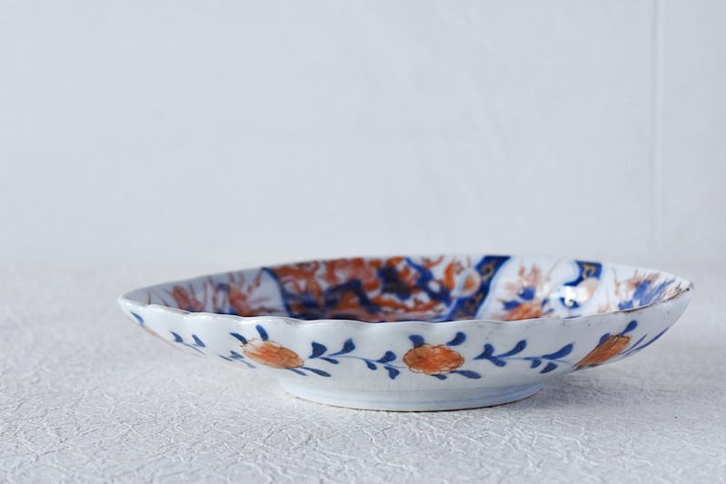 オールド香蘭社 色絵 草花鳳凰図 鮑型皿 - 生活骨董と古布の