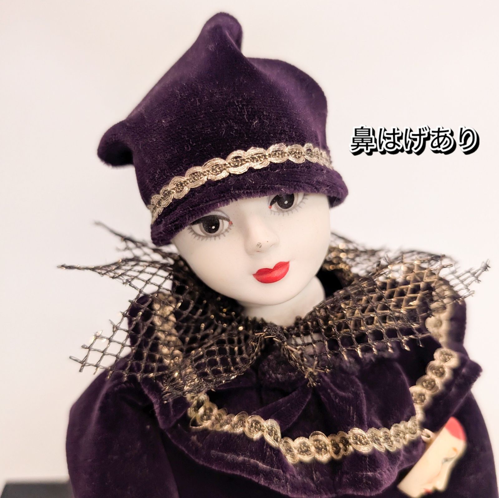 ピエロ アンティークオルゴール ドール 人形 動作確認済み ビスク