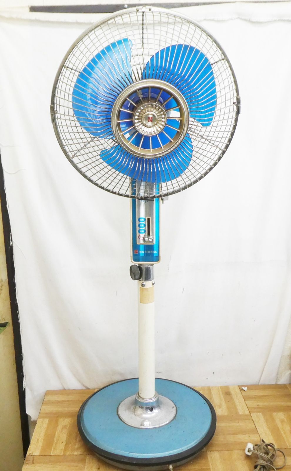 National 扇風機 F-30UL 3枚羽 ブルー 壁掛け 昭和レトロ National