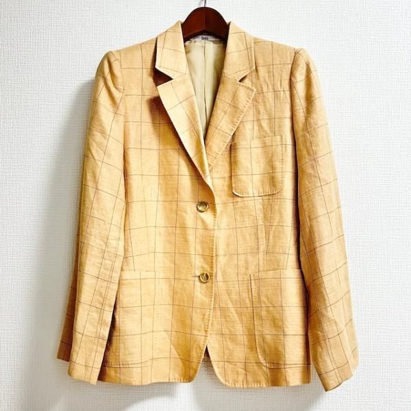 snc ダックス DAKS ジャケット 13 オレンジ ベージュ チェック 麻