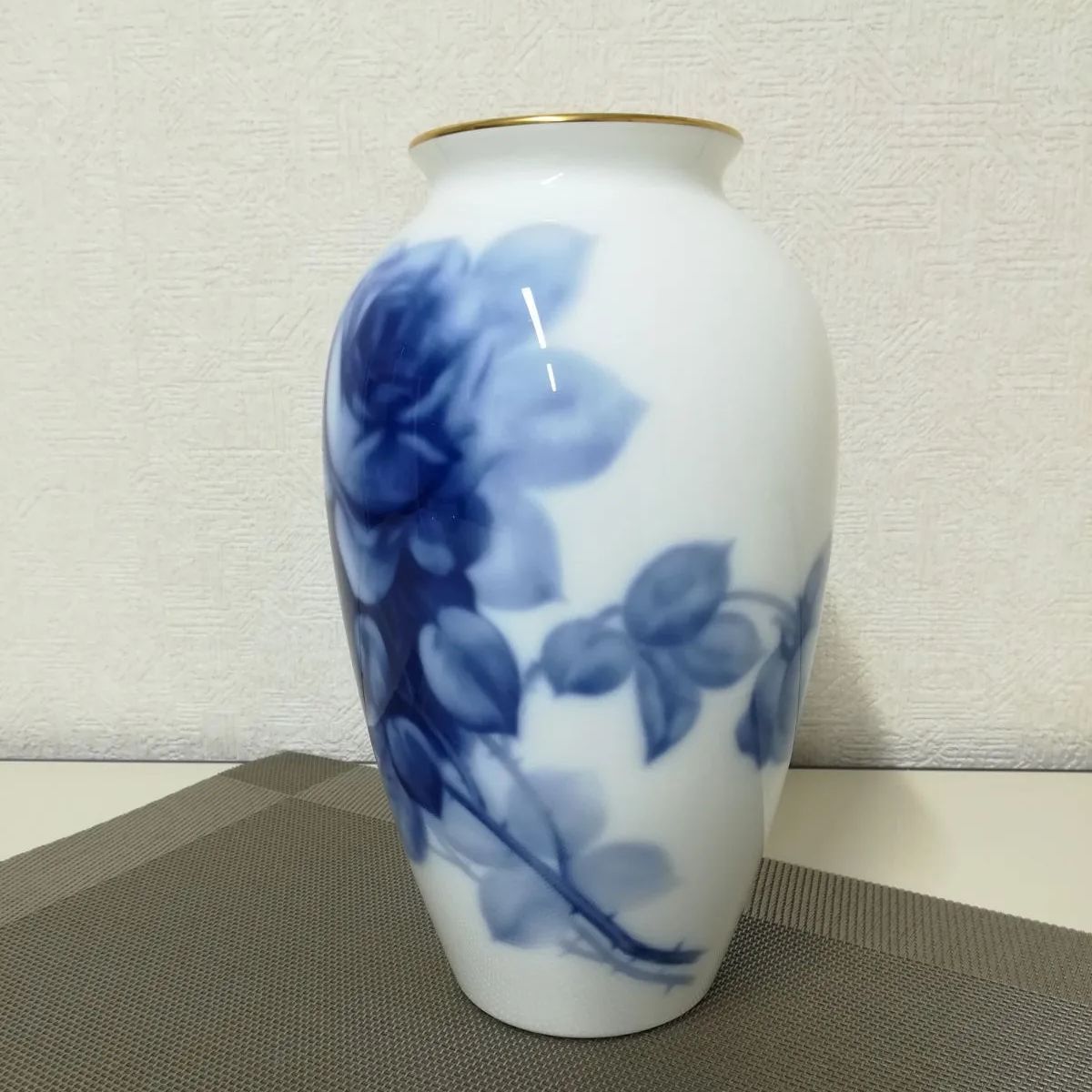 大倉陶園 ブルーローズ 花瓶 花器 フラワーベース 中古美品 オオクラ
