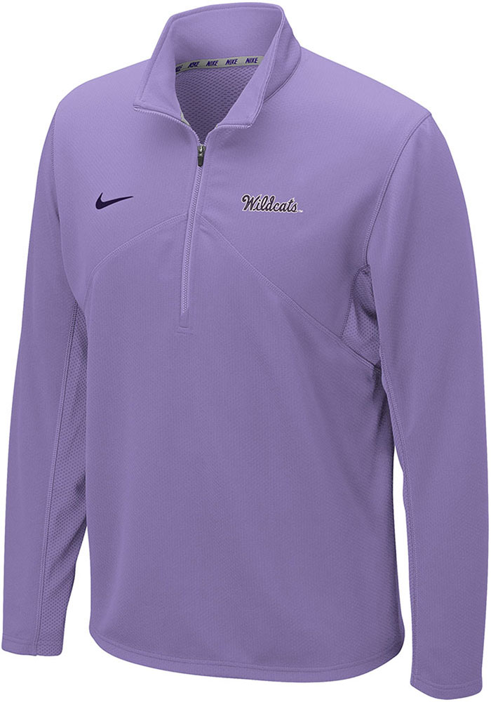Nike Mens LAVENDER K-State Wildcats Dri-Fit Long Sleeve Qtr Zip