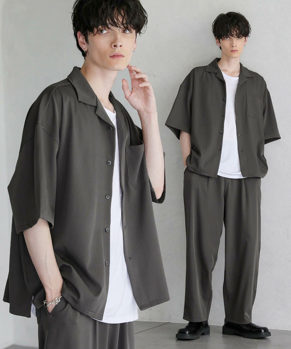 セットアップ 3点セット】 ルーズシルエット半袖オープンカラー