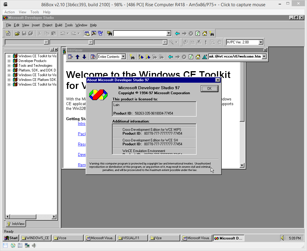 Windows CE Toolkits for Visual C++ 5.0, Visual Basic 5.0, Visual J