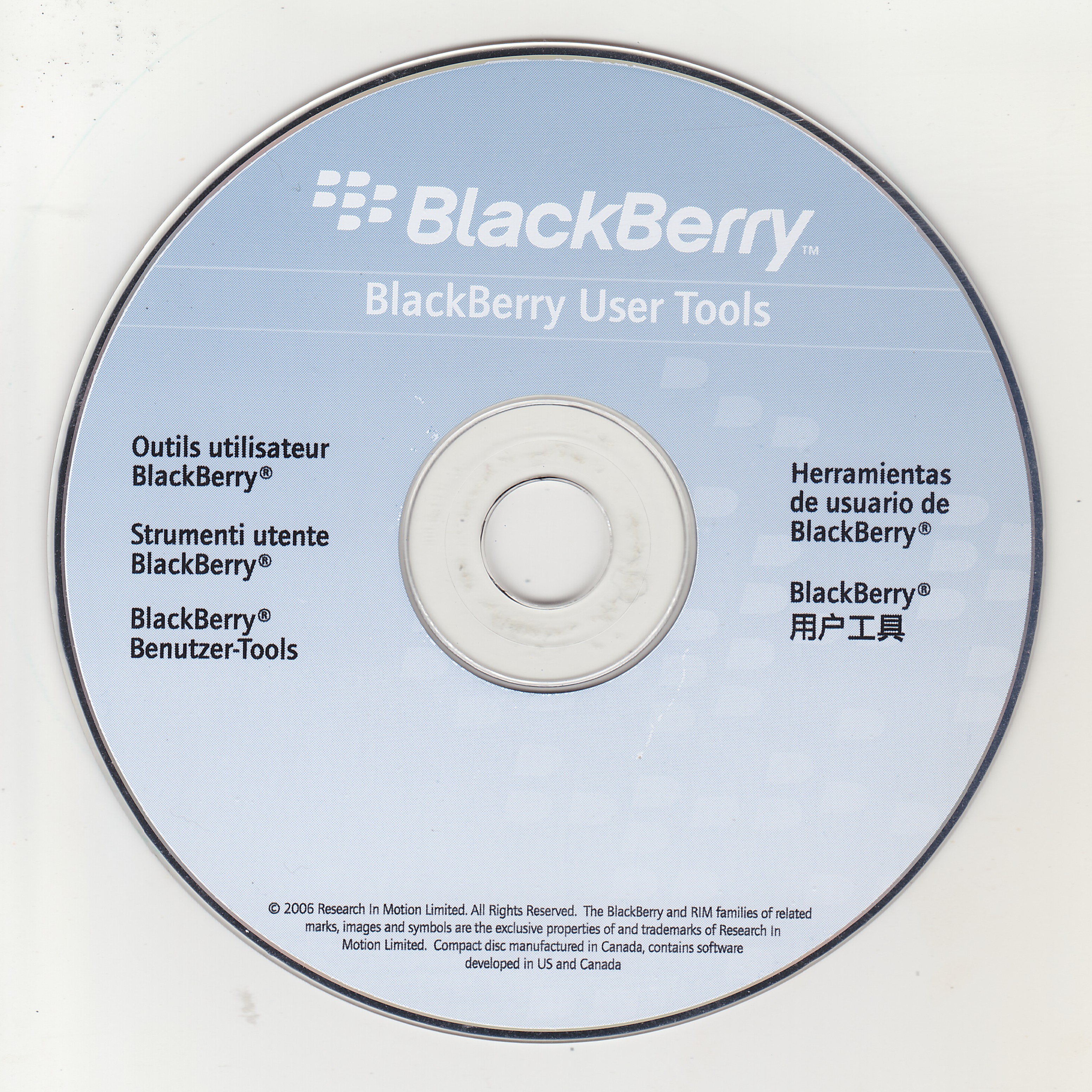BlackBerry User Tools (CD-ROM) : Research in Motion : Free