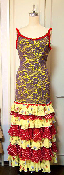 一点もの!フラメンコ 衣装 通色レースミックスワンピース - atelier