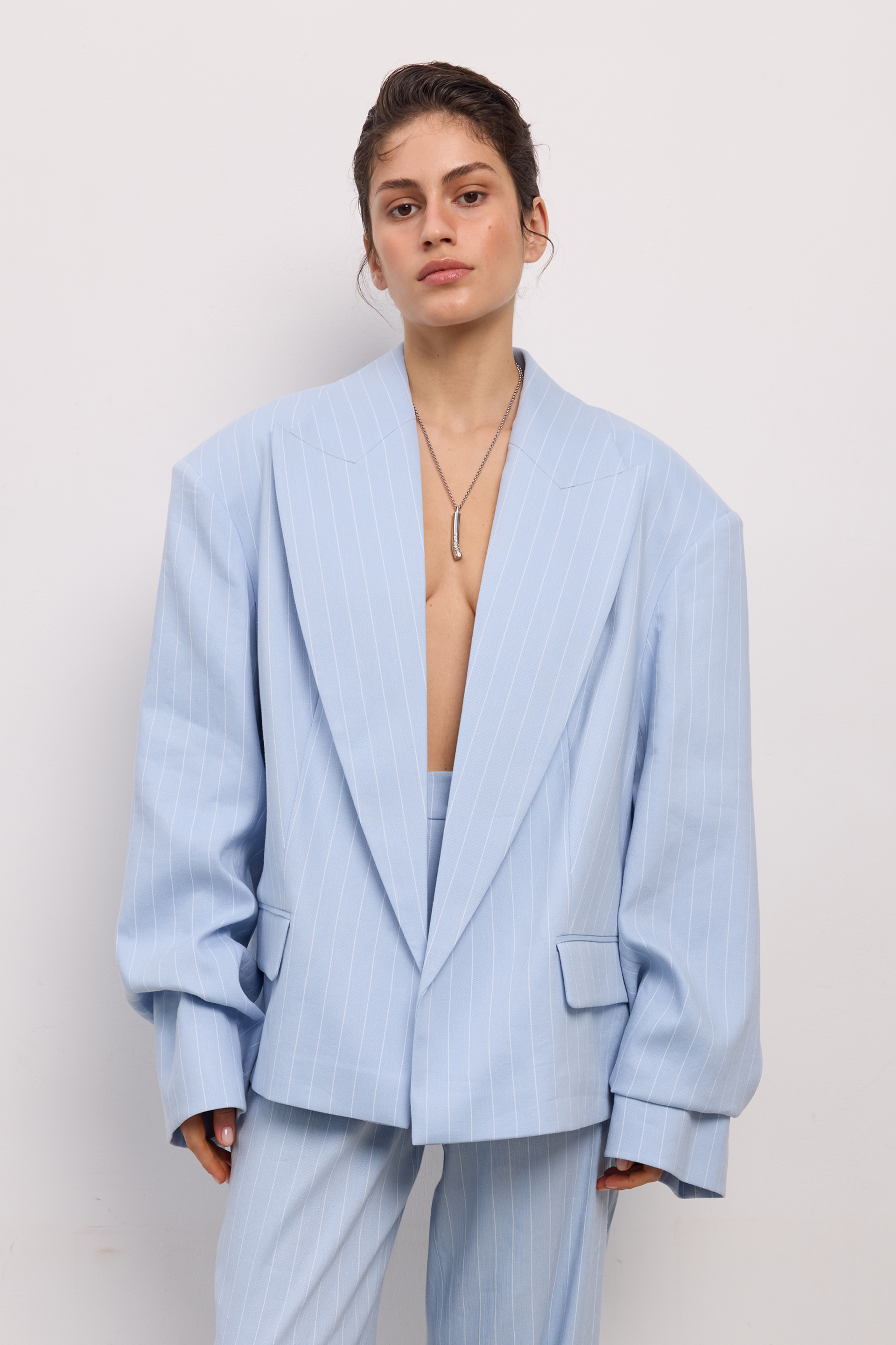 Жакет лляний оверсайз зі збіркою на рукаві WWT-J1071-16-8 | BAZHANE