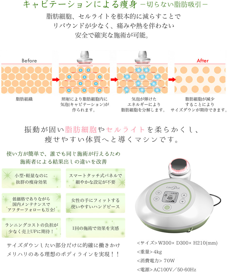 キャビポット - Cavipot (キャビテーション)-美容サロン商品の卸