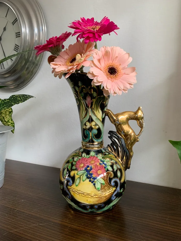 SOLDOUT-ベルギー 50s 鹿 ゴールド 花瓶 陶器 フラワーベース