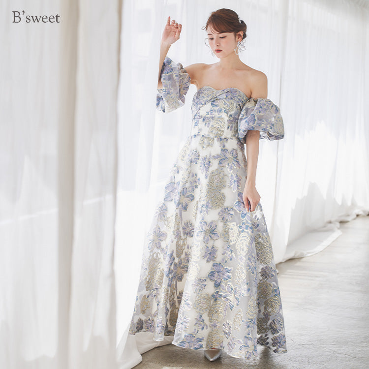 kd144yn】2wayスリーブ花柄カラードレス Aライン – ドレスショップ通販