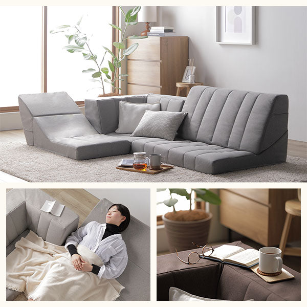 コーナー ソファセット 3点セット ライトグレー ハイバック 軽量