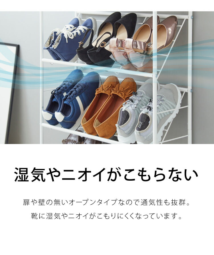 棚付き シューズラック 6足収納 幅60cm おしゃれな大理石柄 玄関収納