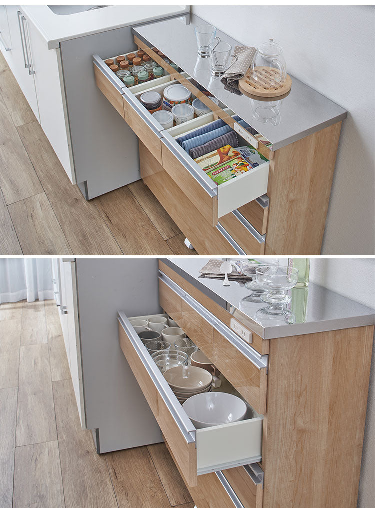 完成品 日本製】キッチンカウンター ステンレス天板 幅90 高さ85 4段