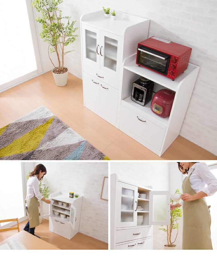 日本製 完成品 食器棚 おしゃれ 北欧 幅60cm 高さ90.5cm ロータイプ