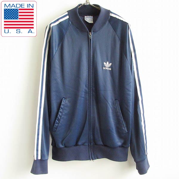 70s-80s USA製 adidas アディダス ATP トラックトップ 紺系 M ジャージ