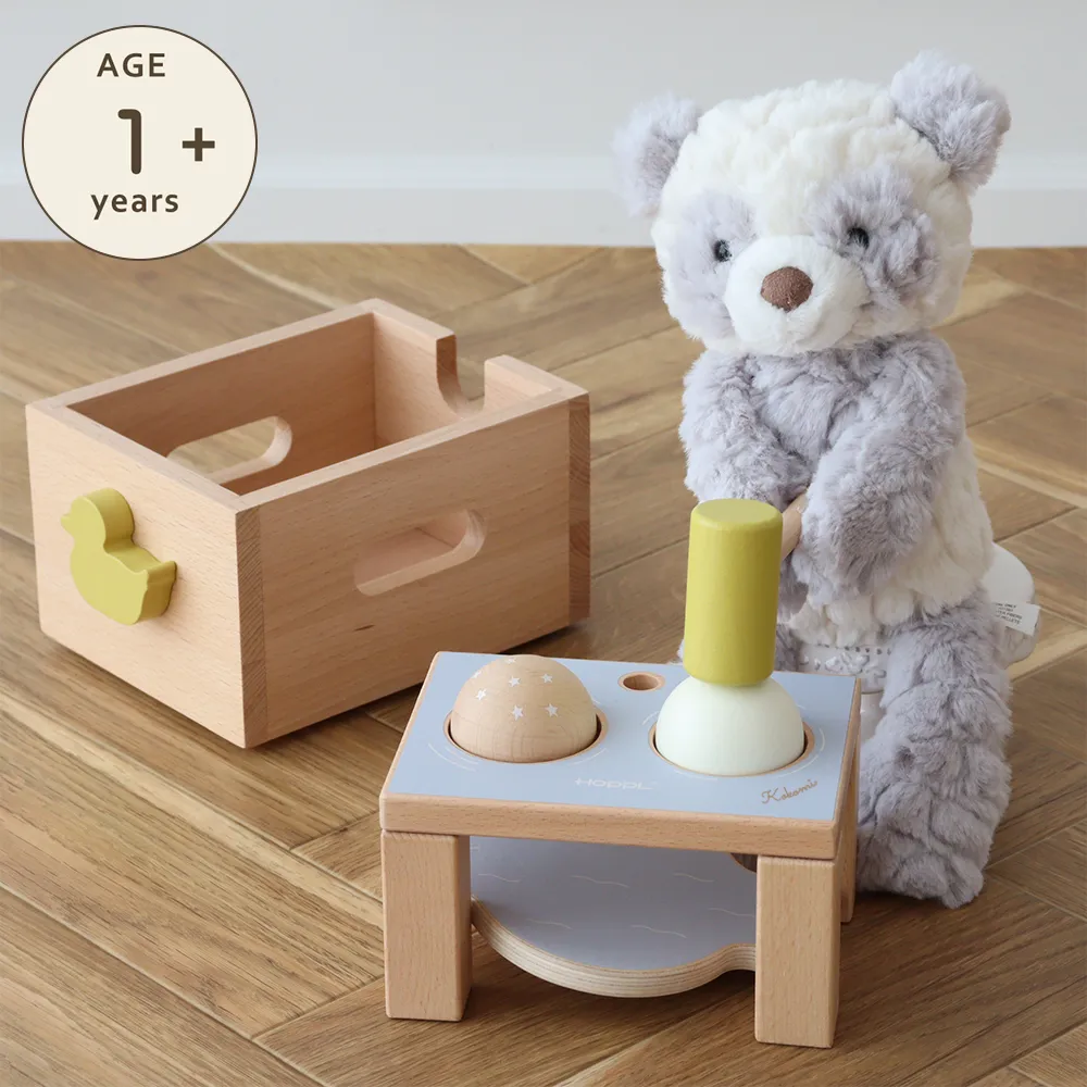 名入れ 出産祝い】HOPPL スタッキングボックストイ あひる（ボール落とし）