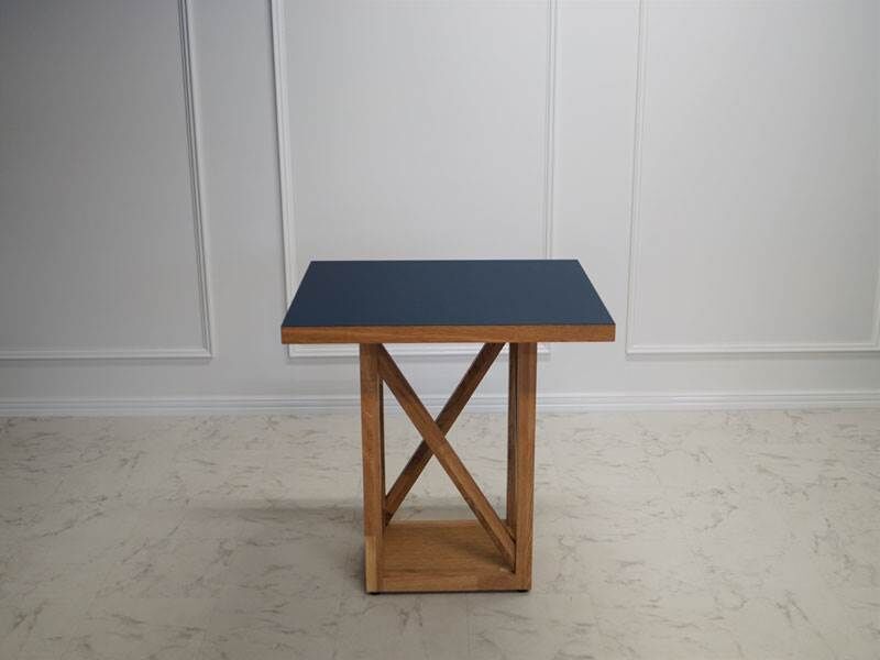 SUN カフェテーブル スモーキーブルーリノリウム天板 日本製 | お客様