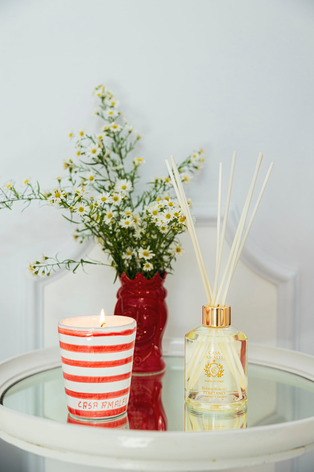 SUNDAY IN NAPOLI Hand Painted Soy Candle - Tomato Leaf & Magnolia