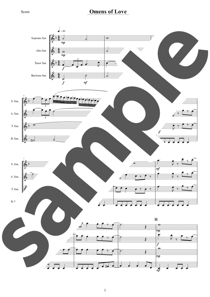 ピアノ楽譜】Omens of Love / T-SQUARE（ソロ / 初級）