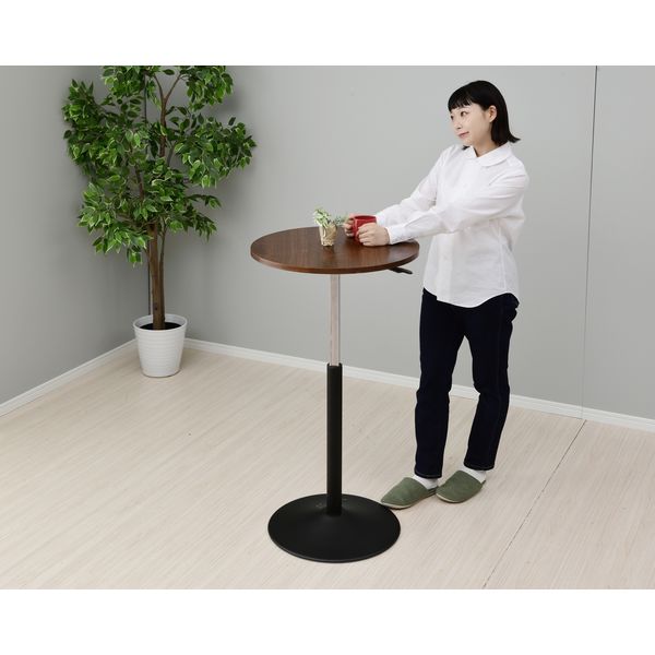 YAMAZEN レバー式昇降テーブル 円形 KUT-R550(WL/BK) 1台（直送品