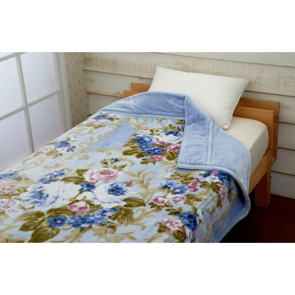 西川 衿付き2枚合わせ毛布 花柄 2色組 a26241 1セット(2色組)（直送品