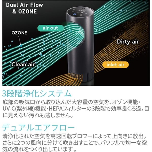 Kirala ポータブルハイブリッド空気清浄機 Picco ホワイト(バッテリー