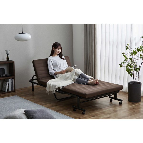 アイリスオーヤマ 折りたたみベッド OTB-BRR ブラウン 1台（直送品