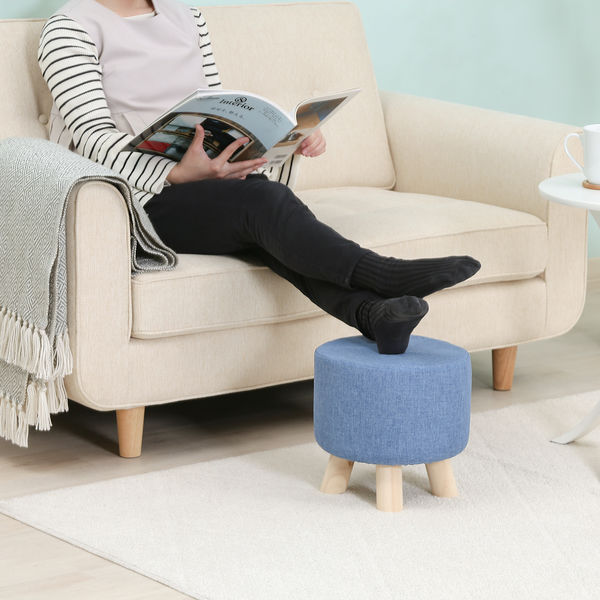 不二貿易 ミニファブリックスツール ラウンド ブルー 16442 1脚（直送