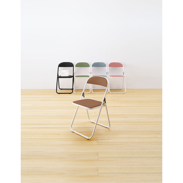 TOKIO 折りたたみイス ホワイトフレーム ビニールレザー ライトピンク