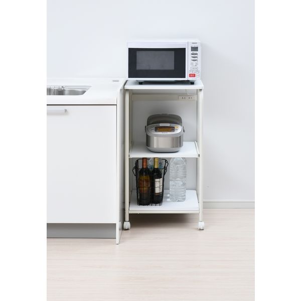 山善 YAMAZEN レンジラック 幅480×奥行415×高さ890mm サンドホワイト