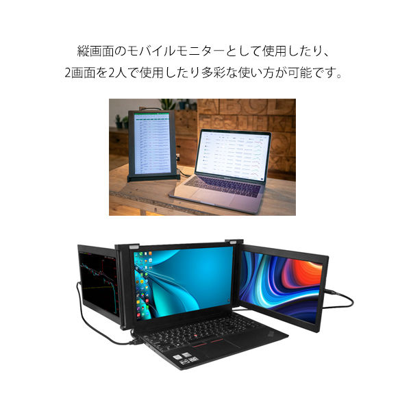 JAPANNEXT 2画面モバイルモニター 11.6インチ USB-C接続 JN-TRI