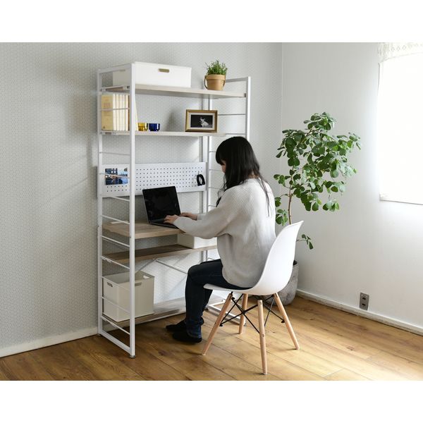 YAMAZEN ウッドシェルフデスク MWSD-1680E(AIV/SWH) 1台（直送品