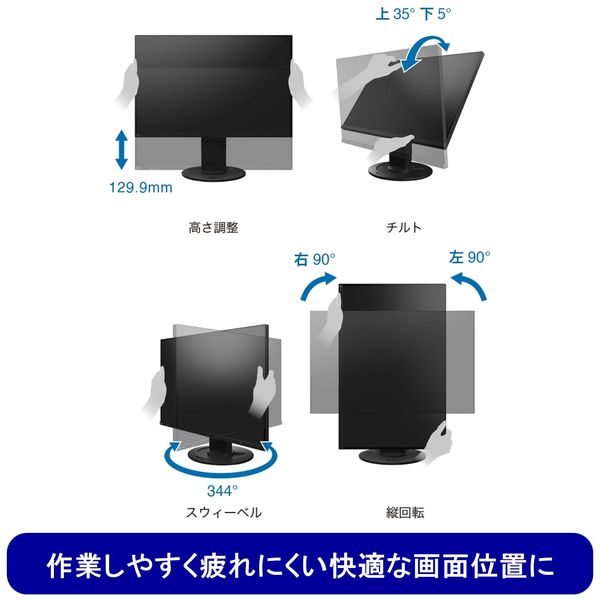 EIZO FlexScan 液晶モニター 24.1インチ EV2410RーBK 画面回転機能