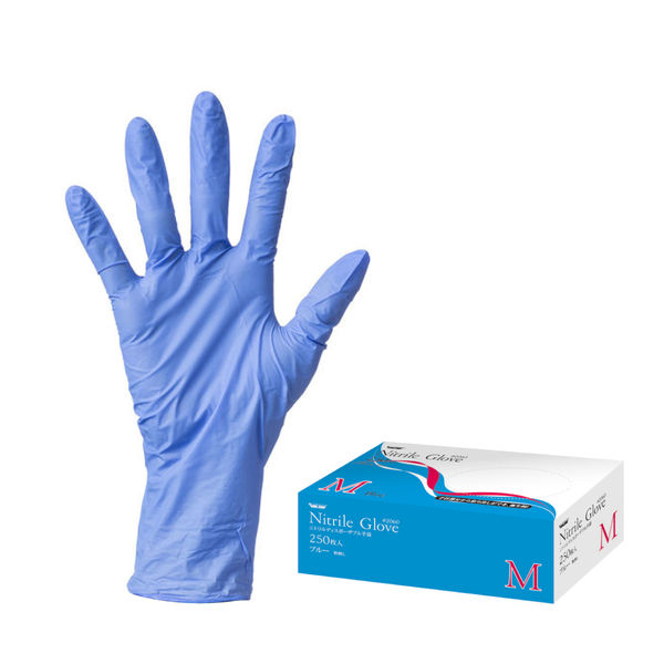 川西工業 ニトリル使いきり手袋 ブルー M #2060 1箱(250枚入) - アスクル