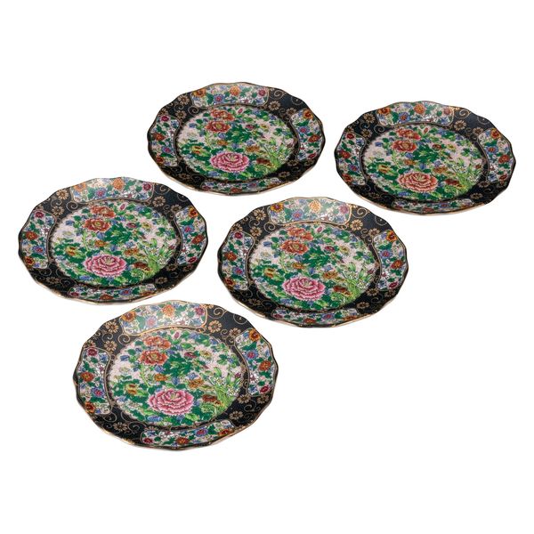 伊野正峰 日本の伝統工芸品【九谷焼】 6号皿揃 錦絵 (K9-149) (K8-112