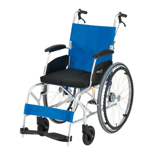 超軽量車いす（アルミ）KALUα介助 ライトブルー 1台 NAH-L7α-A 日進
