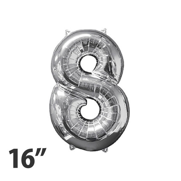 Amscan 33090<16.ナンバー 8 シルバーバルーン 数字 風船 0203670238 1