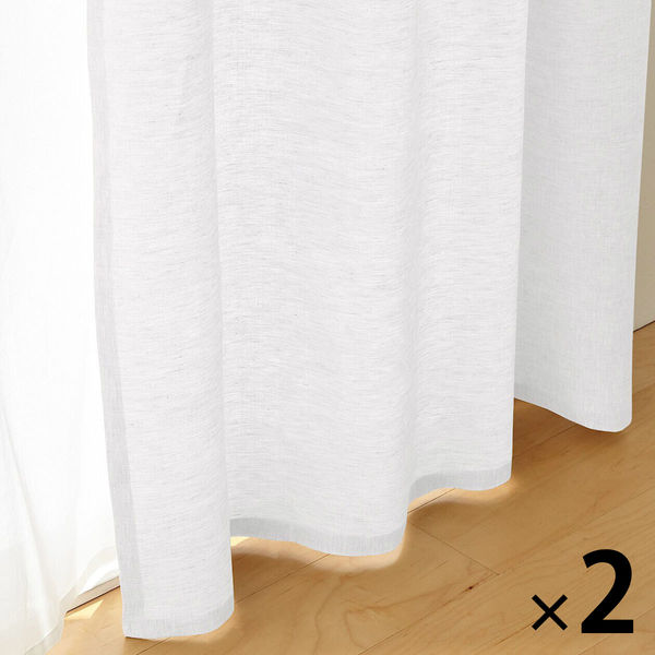 無印良品 麻平織ノンプリーツカーテン 幅100×丈135cm用 オフ白 1セット