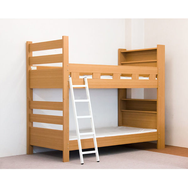 車上渡し】友澤木工 日本製 棚付2段ベッド 幅1080×奥行2135×高さ1780mm