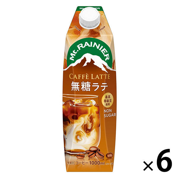 森永乳業 マウントレーニア カフェラッテ 無糖ラテ 1000ml 1箱（6本入