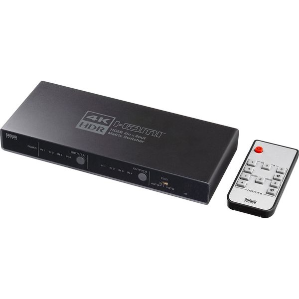 サンワサプライ 4K・HDR・光デジタル出力付きHDMIマトリックス切替器(4